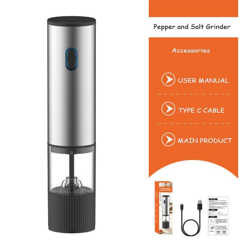 Modern 2-Pc Cordless Gravity Electric Salt & Pepper Grinders Set - Salt and Pepper Shaker, Battery-Operated, Automatic Operation, LED Light, Adjustable Coar., Ceramic Grinder, Large Capacity, 8.78x5.35x2.72 inches Home Kitchen BBQ Utensils, Auto Gri