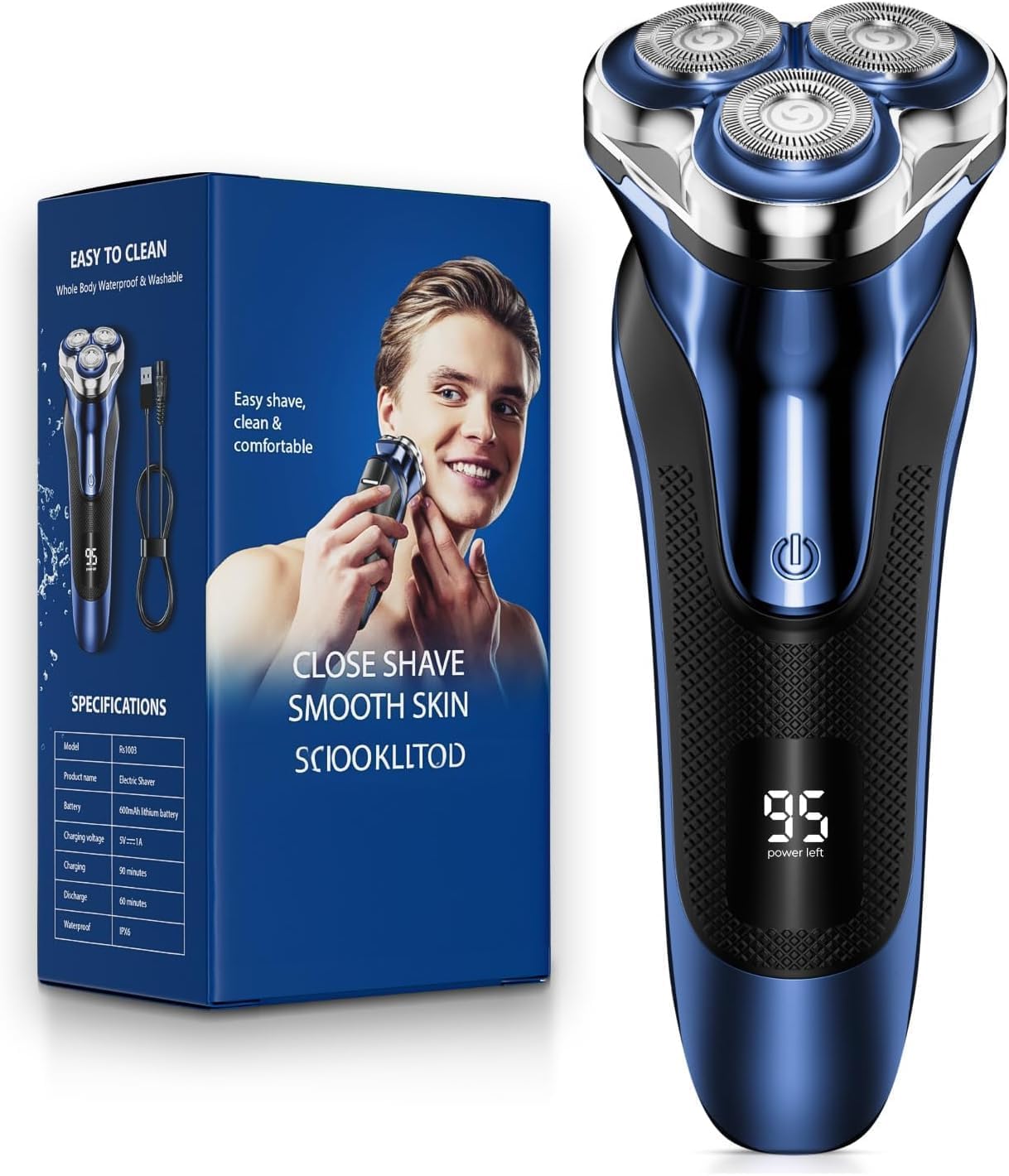 ZYLER Electric Shaver with 5D Floating Head, Wet & Dry Razor with Stainless Steel Blades for a Smooth Shave on Sensitive Skin, Pop-Up Trimmer & USB-C Charge, Dry Shave