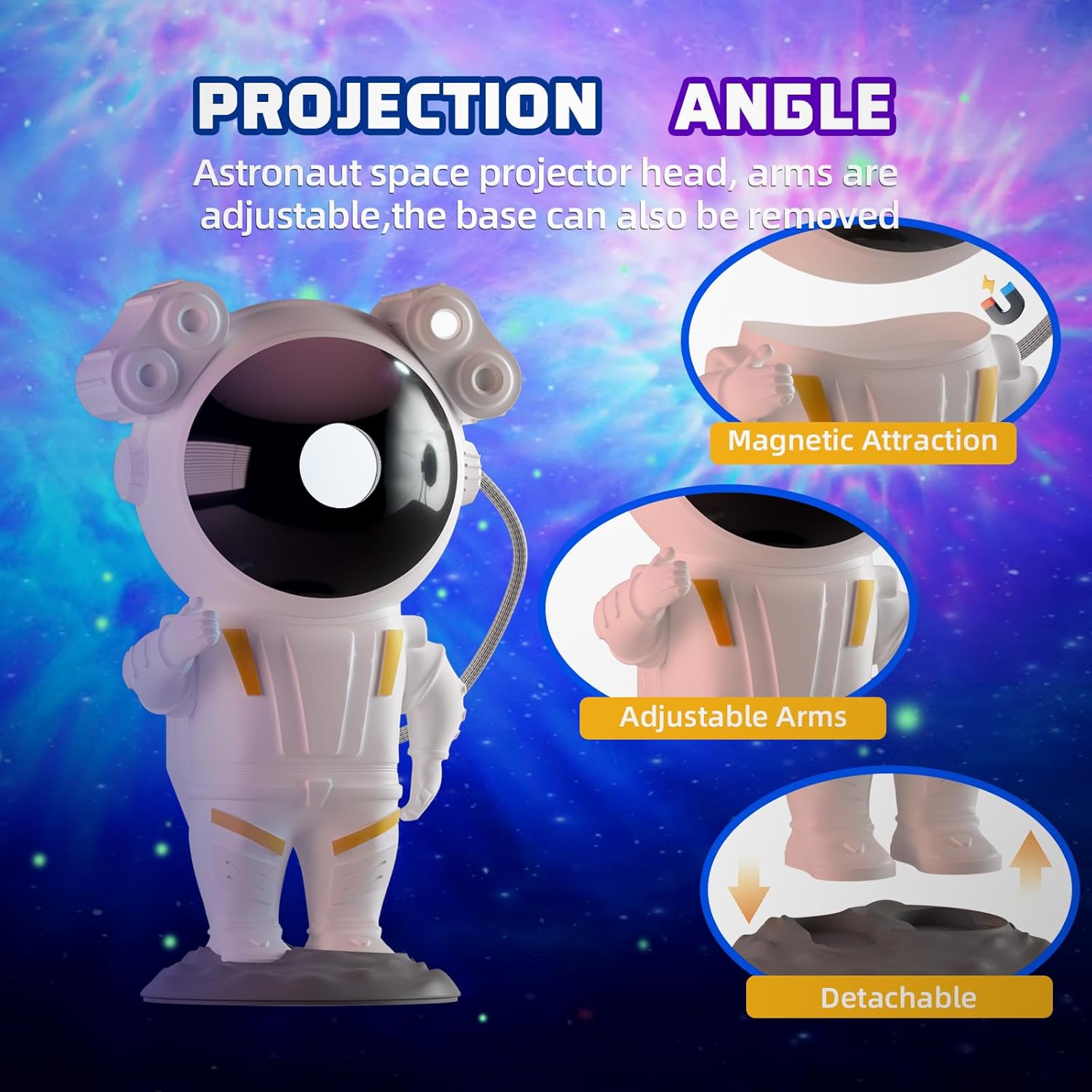 Astronaut Nebula Galaxy Lights for Bedroom,Gaming Room Décor Aesthetic,Remote Control Timing and 360°Rotation Magnetic Head