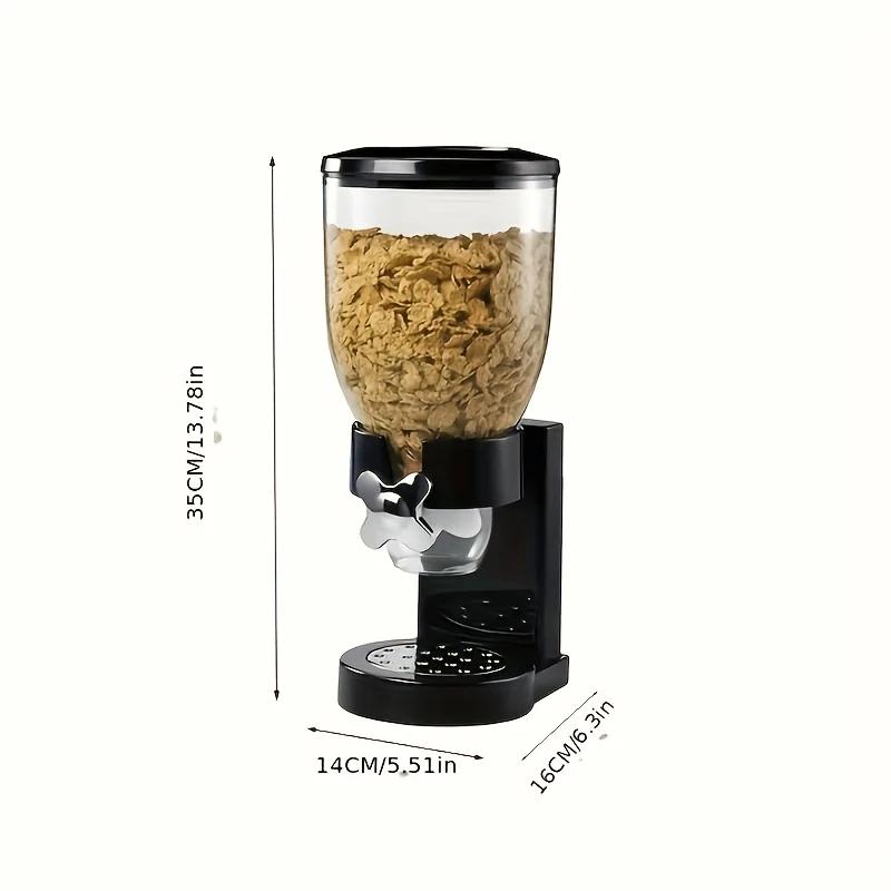 Modern Black Metal Self-Dispensing Airtight Food Container with Lid - 1/2/3-Piece 1L Dispenser, Grain Canisters for Countertop Cereal, Coffee Preservation
