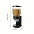 Modern Black Metal Self-Dispensing Airtight Food Container with Lid - 1/2/3-Piece 1L Dispenser, Grain Canisters for Countertop Cereal, Coffee Preservation