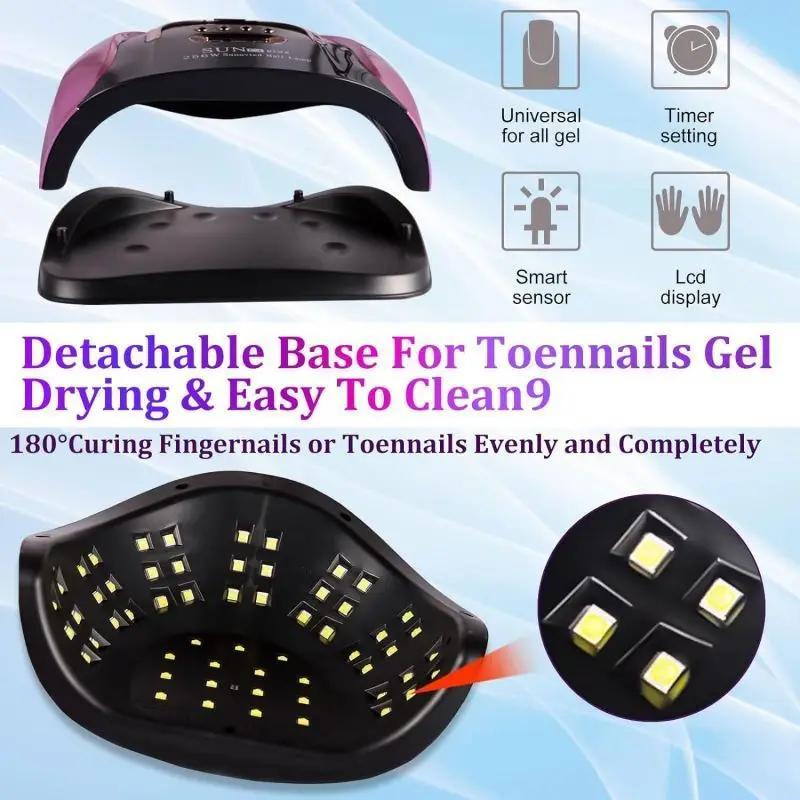 256W High-Power UV LED Nail Lamp with 4 Timer Settings