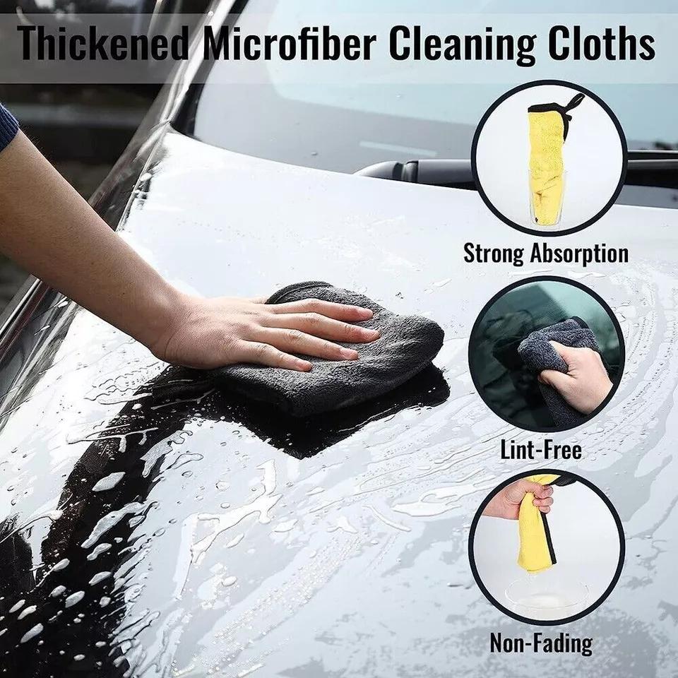 6PCS 600GSM Microfiber Cleaning Towel Plush Thick Cloth Rag Polishing Detailing WAX Microfiber Cleaning Cloth Towel No-Scratch Rag Car Polish