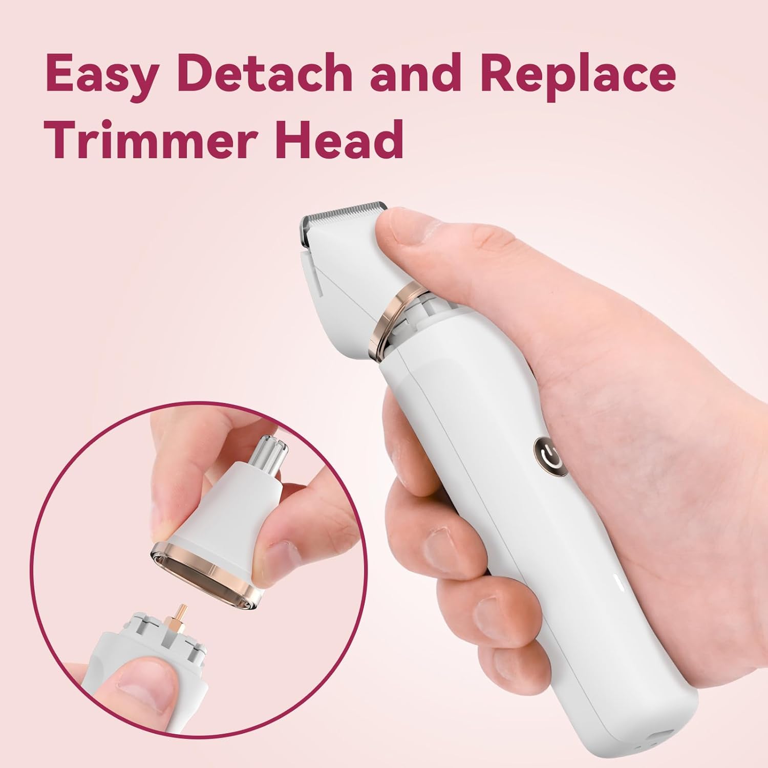 Electric Bikini Trimmer for Women - 4 in 1 Electric Shaver for Women, Waterproof Pubic Hair Trimmer and Facial Hair Remover, Replaceable Razors & Nose Hair Trimmer, Rechargeable Women's Grooming Kit
